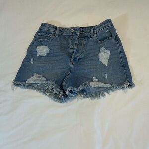 Hollister Blue Jean Shorts Distressed Frayed Hem